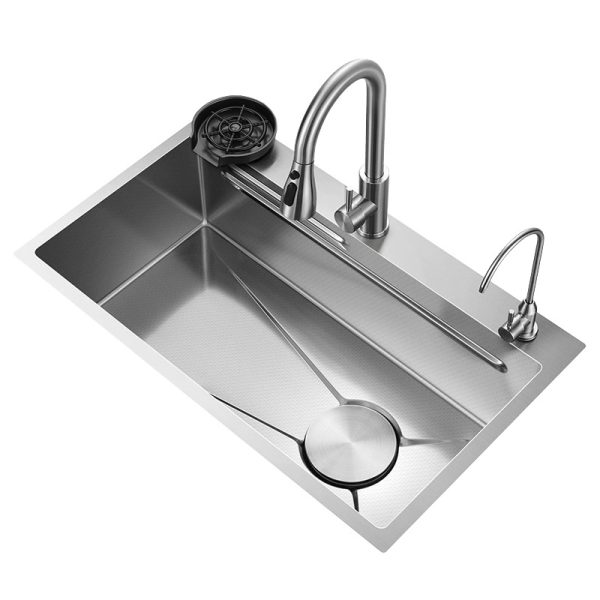 Household Thickened 3.0MM Small Rice Grain Stainless Steel Sink Honeycomb Embossed Kitchen Large Single Sink