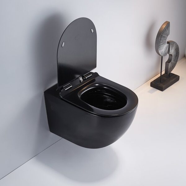 bathroom sanitary ware ceramic toilet Black Wc One Piece Ceramic In Wall Hung Toilets – Image 5