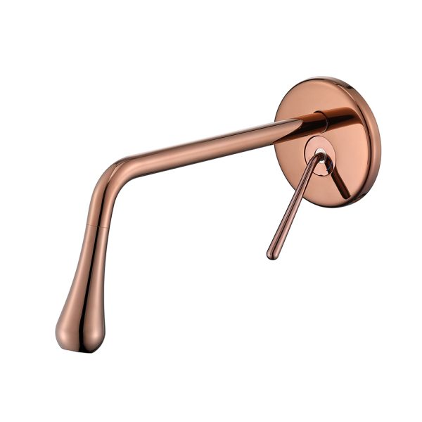 In-Wall Basin Mixer Faucet with Unique Design Rose Gold Finish Hot Cold Water Tap Single Hole Brass Mount Basin Faucet