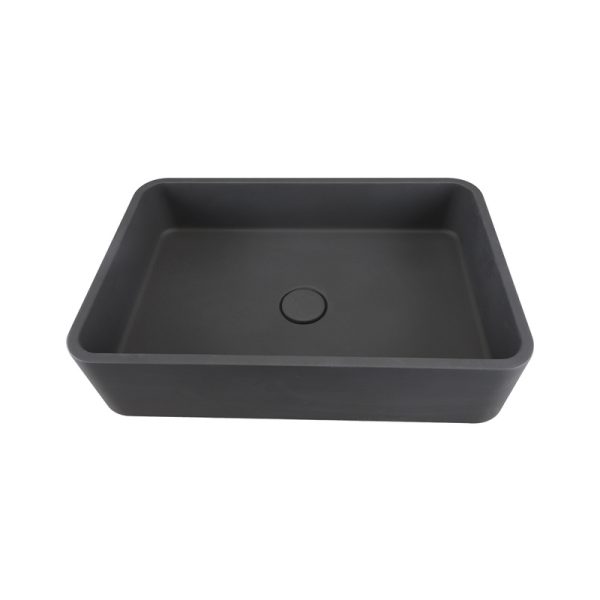 Industrial Style Above Counter Rectangular Deep Black Concrete Countertop Bathroom Wash Basin Sink
