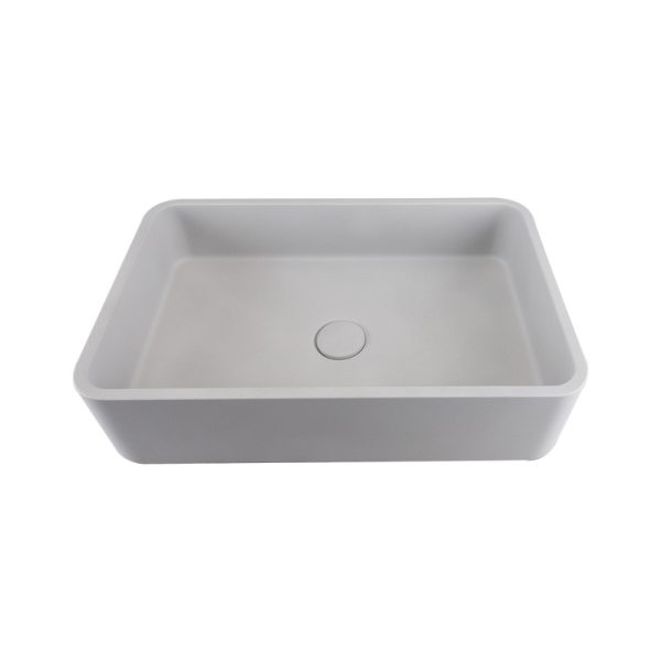 Grey Above Counter Rectangle Deep Concrete Countertop Bathroom Basin Wash Sink