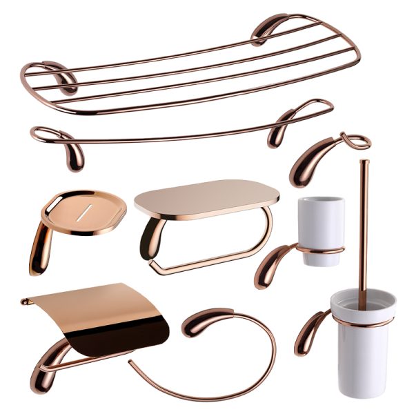 Italian Design High-End Luxurious Elegant Bathroom Accessory Kit in Antique Brass Modern Style for Home or Hotel Kitchen Use
