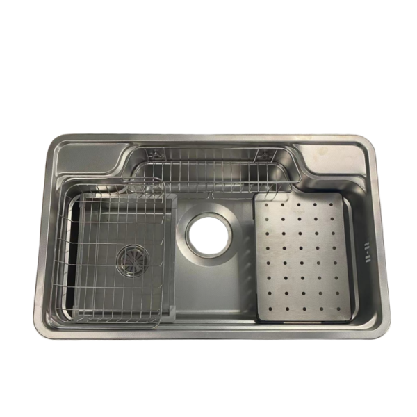Stainless Steel Counter Sink Large Single Bowl Kitchen Nano Workstation 140/185 mm Four-Hole Drain Pressed Sink