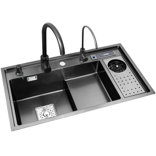 304 Stainless Steel Single Bowl Kitchen Sink Multifunctional Smart Undermount Cup Washerr Knife Holder Square