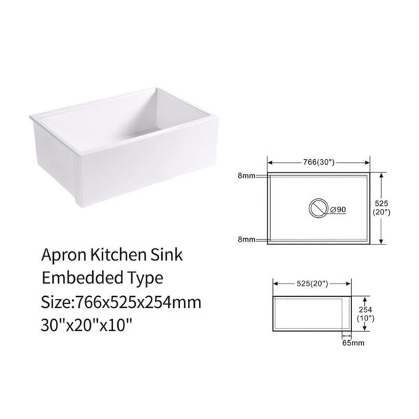Wholesale Good Quality Kitchen Sink White Porcelain Apron Front Single Bowl Handmade Farmhouse Kitchen Sink – Bild 18