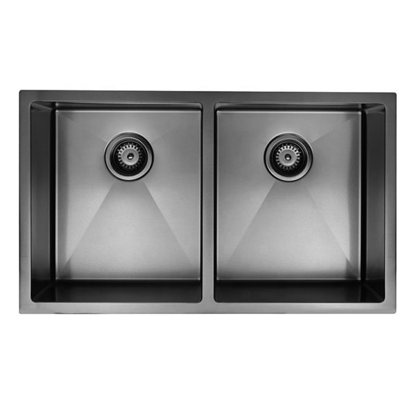 Kitchen Sink Factory Black Stainless Steel Double Bowl Undermount Handmade Kitchen Sink