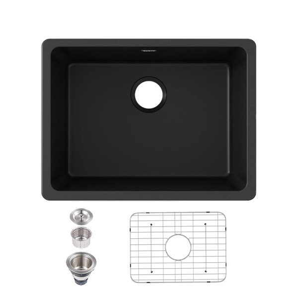 Kitchenware Black Single Bowl Undermount Sink Small Size Countertop Washing Quartz Sink for Kitchen Cabinet