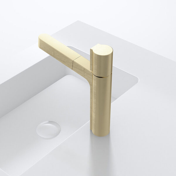 Wholesale Bathroom Sink Faucet with Pull Out Sprayer, Brushed Gold Fahrenheit Degree Temperature LED Digital Display Bathroom Bains Faucets - Image 4