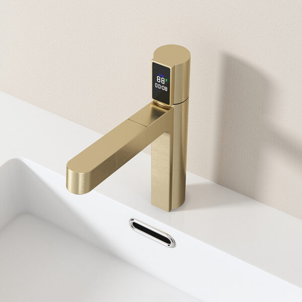 Wholesale Bathroom Sink Faucet with Pull Out Sprayer, Brushed Gold Fahrenheit Degree Temperature LED Digital Display Bathroom Bains Faucets - Image 6