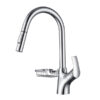 LAZ HOME Pull Down Brass Side Soap Basket Kitchen Faucet Flow Switching Sprayer Single Handle Kitchen Sink Faucet Brushed Nickel