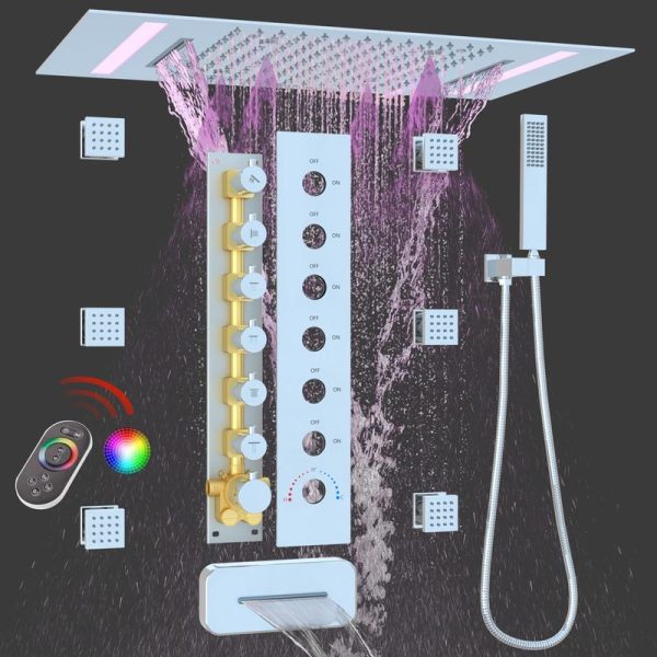 LED Multi Functions Full Body Shower System with 6pcs Body Jets Spray Shower Faucet Set