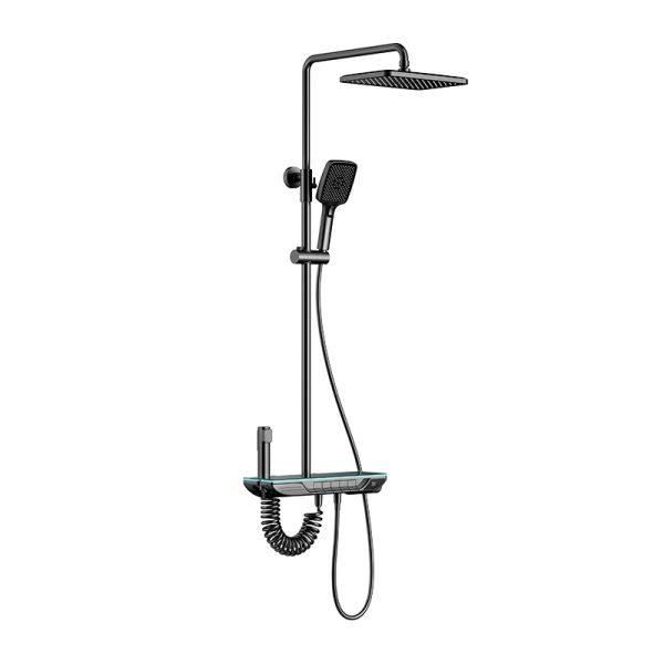 Hot Selling Brass Gray Shower Faucet Solid 5-Function High Press Rain Jet for Hotels Three-Way Rainfall High Press Shower