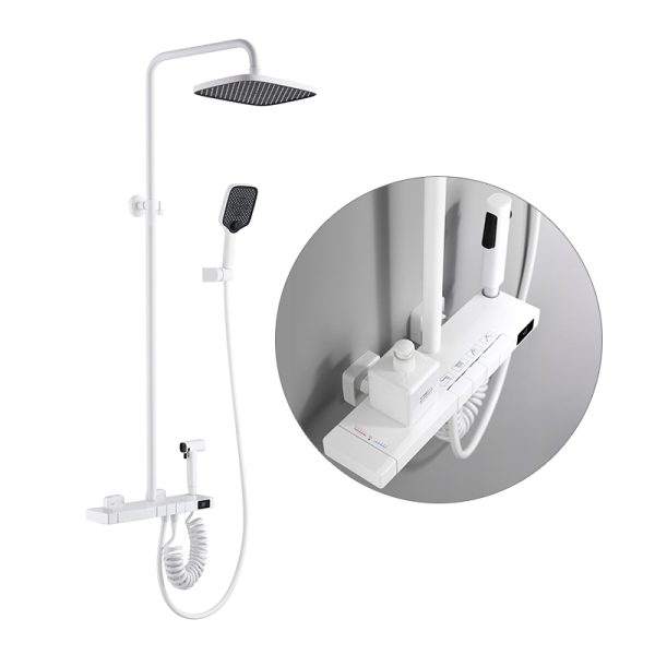 Smart LED Display Thermostactic 4 Way Rainfall Shower Set Bathroom with Jet Exposed Shower Faucet Bathroom Shower System