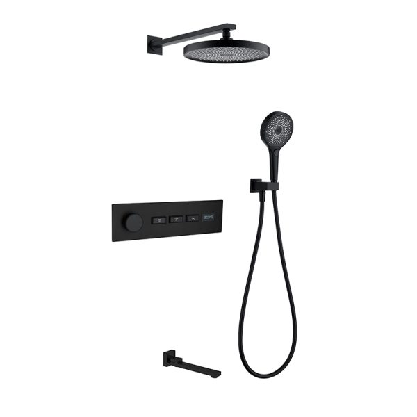 Wall-Mounted Concealed Shower Set Grey Black White Brass Bathroom Jets with Soft Spray Pattern Ceramic Valve Core
