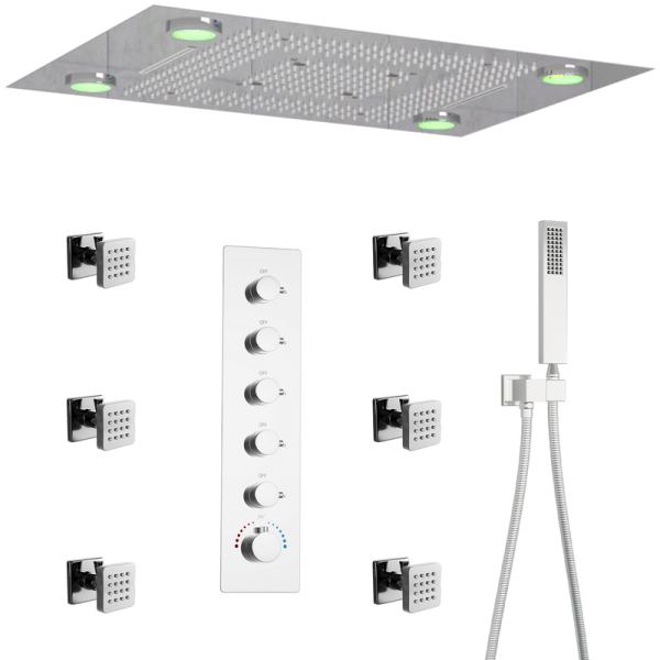 Large Ceiling Shower System with 3 in 1 Rain Shower Thermostatic Shower Ssytem