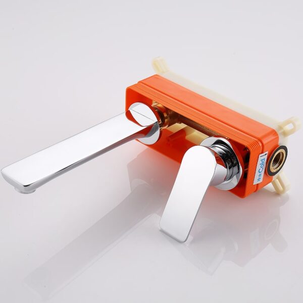 Wholesale Brass Hotel Bathroom Water Tap Single Lever Chrome Embedded Wall Mounted Hot And Cold Basin Faucet - Imej 12