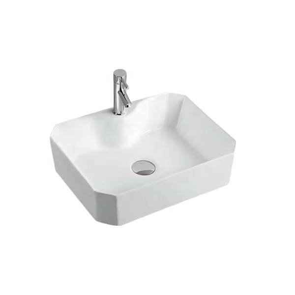 Lavabo Modern Ceramic Bathroom Sink Above Counter Basin Rectangle Irregular Washbasin for Hotel
