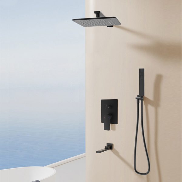 Wall Mounted Thermostatic Shower System Factory Price Waterfall Rain Faucet Set Single Concealed Brass Shower Set Ceramic