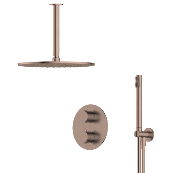 Luxury Bathroom Shower System Rose Gold Compete Concealed Shower Suite for Hotel Villa