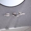 Luxury Bathroom Wall Mounted Brass Double Handles Three Holes Concealed Basin Faucet 3