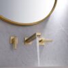 Luxury Bathroom Wall Mounted Brass Double Handles Three Holes Concealed Basin Faucet 6