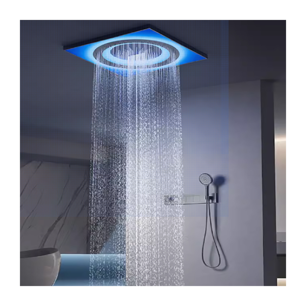 Luxury Brass Bathroom LED Shower Faucet Set Complete Rainfall Shower System