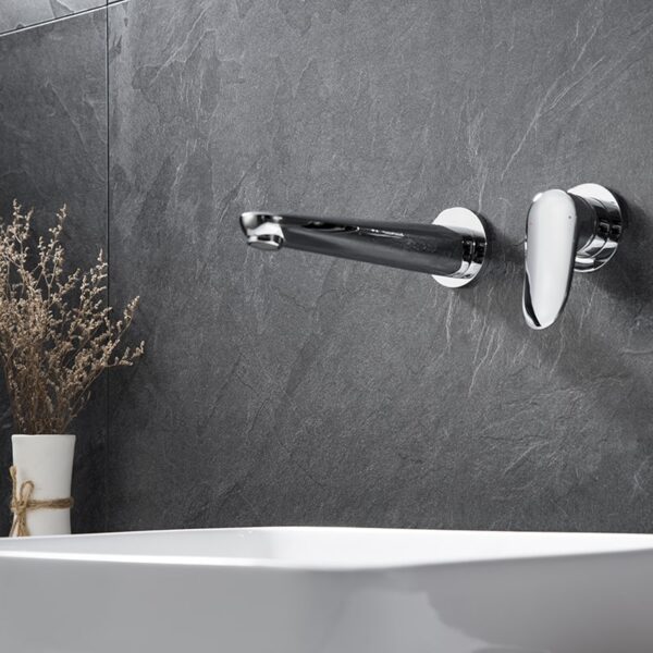 Wholesale Luxury Brass Wall Mounted Bathroom Sink Faucet Single Handle Basin Tap Concealed Basin Mixer Faucet - Imej 9