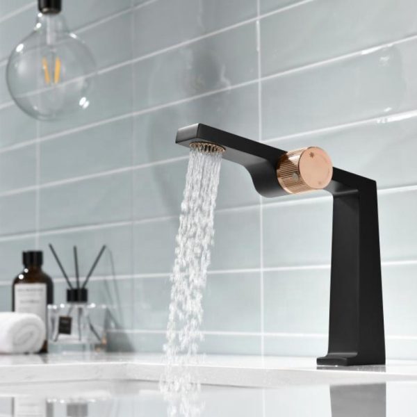 Luxury Brass Wash Basin Faucet Deck Mounted Single Hole Basin Mixer Faucet Black Rose Gold Bathroom Sinks Faucet