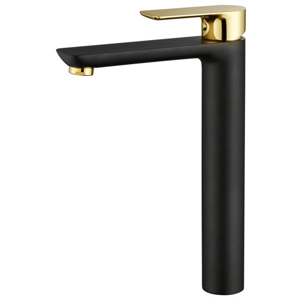 Luxury Classic Single-Hole Black and Gold Bathroom Brass Basin Faucet Thermostatic Basin Water Tap
