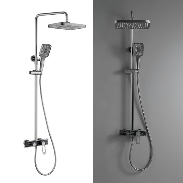 Luxury Contemporary Brass Rainfall Shower Faucet Hot Cold Water Mixer Soft Jet Spray Wall Mounted Shower Head Set for Bathroom