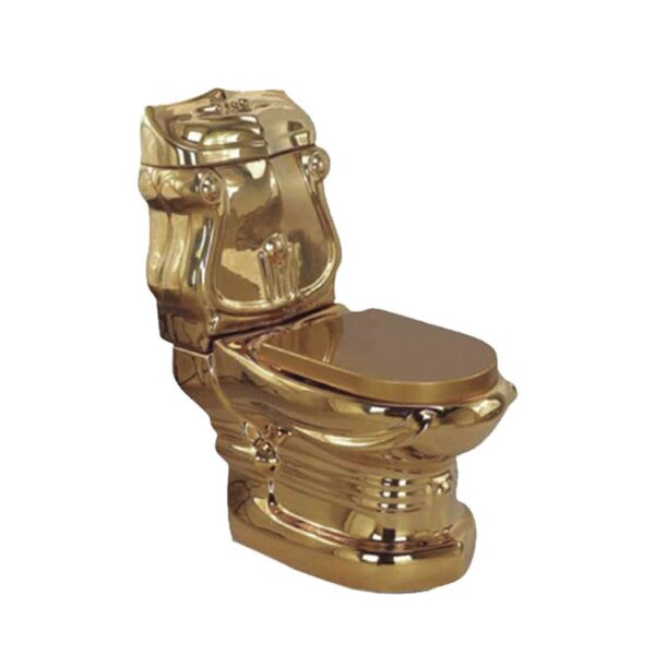 Luxury Design Bathroom Ceramic Floor Mounted Sanitary Ware Water Closet Washdown Gold One Piece Toilet G997