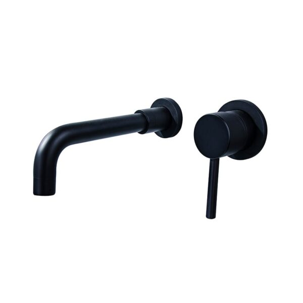 Luxury Dual Handle Wall Mounted Black Brass Bath Bathroom Wash Basin Tap Mixer Faucet 6