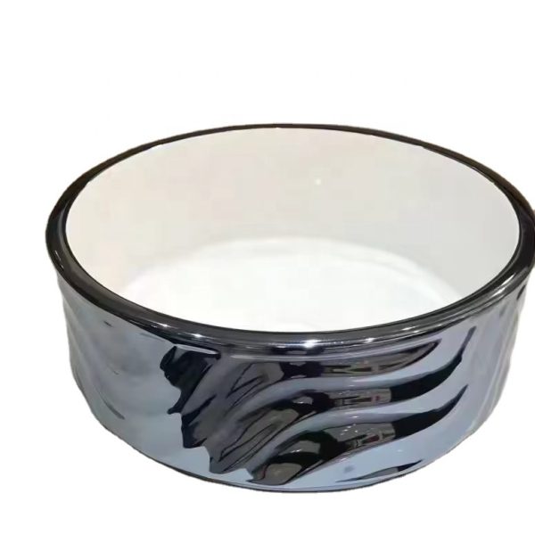 Luxury Electroplating Hand Washing Sink Round Above Counter Ceramic Art Silver Gold Basin