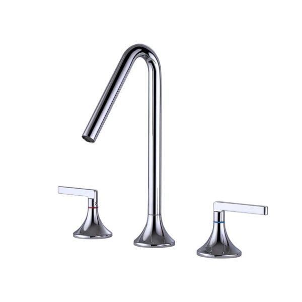 Luxury Faucets Mixers Taps Basin Sink Faucet Modern Brass 2 Handle 3 Hole Basin Faucet Bathroom 1