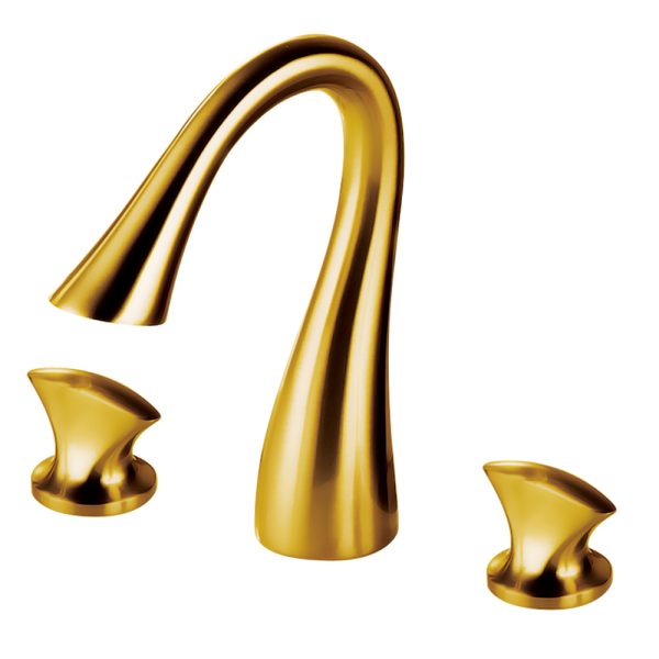 Luxury Gold Basin Mixer Faucet 3 Hole Deck Mounted Double Thermostatic Brass Sink Faucet Golden Finished Bathroom Basin Faucet