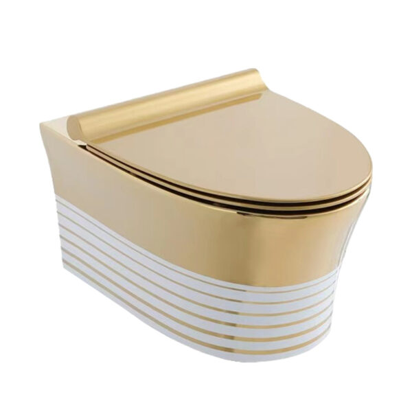 Luxury Gold Color Wall Hung Wc Bathroom Commode Ceramic Wall Mounted Closestool Toilet G1128