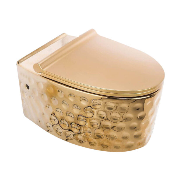 Luxury Gold Color Wall Hung Wc Bathroom Commode Ceramic Wall Mounted Closestool Toilet G1129