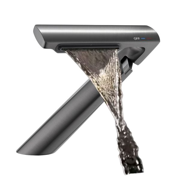 Luxury Gun Metal Bathroom Faucet Basin Sink Tap Deck Mounted Waterfall Brass Mixer Tap Brass Faucet