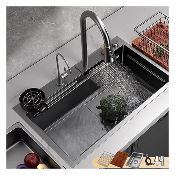 Kitchen Sinks Multifunction Sink Kitchen Waterfall 304 Stainless Steel Smart Kitchen Sinks