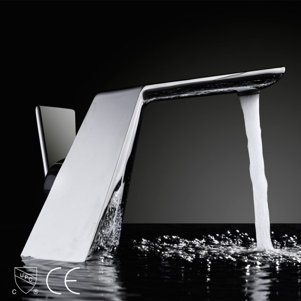 Luxury Hotel Design Hot and Cold Rotating Sink Waterfall Wash Mixer Taps Chrome Brass Single Handle Basin Faucet