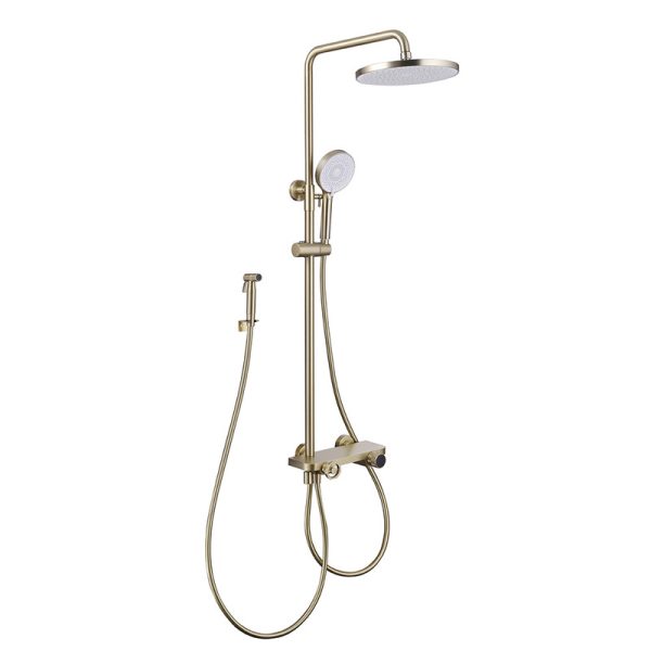 Luxury Hotel-Style Dual Handle Rain Shower Head Faucet Set Contemporary Style Solid Brass Bathroom Bath Complete Shower System
