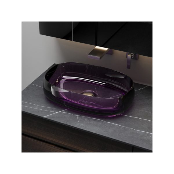 Luxury Modern Round Transparent Resin Stone Basin Sink Oval Design with Drainer for Hotel Bathrooms Polished Ceramic Wash Basin