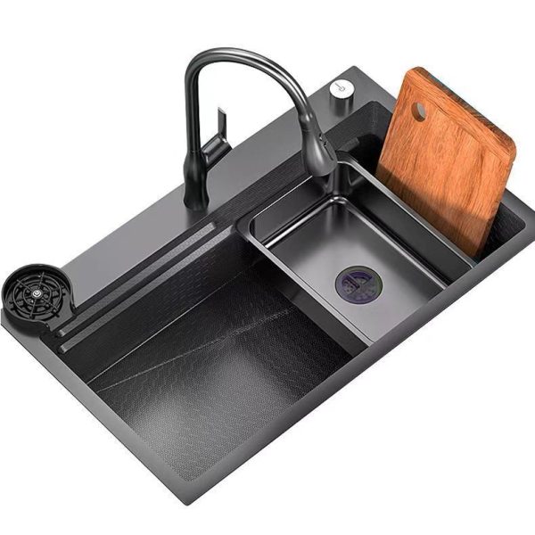 Luxury Modern Wholesale Multifunctional Handmade Undermount Nano Basin Pull-Out Faucet 304 Stainless Steel Kitchen Sink