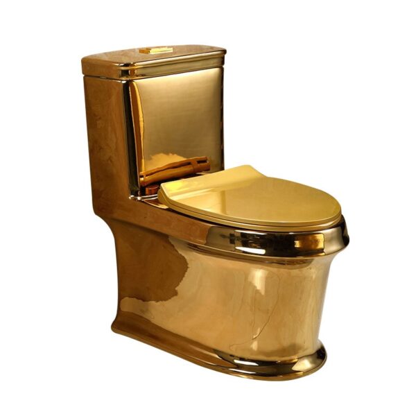 Luxury Sanitary Ware Floor Mounted Siphonic Washdown Ceramic One Piece Gold Toilet G1023