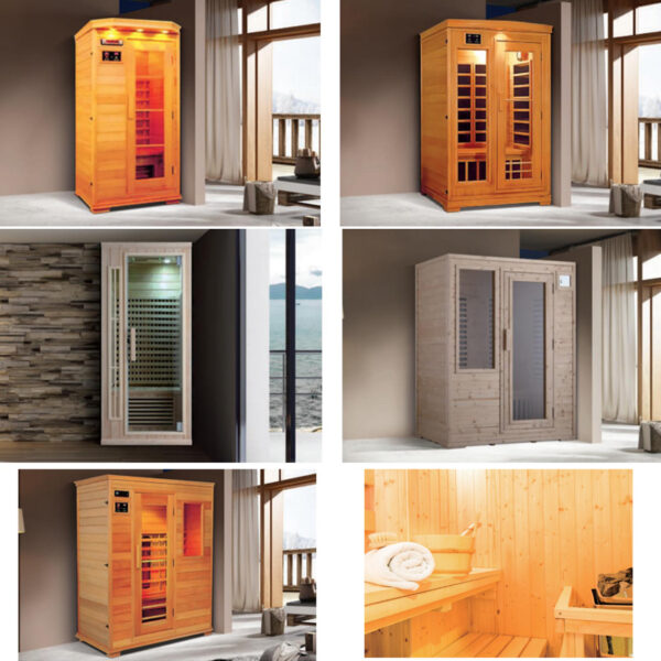 Standard 2 People Infrared Wooden Sauna Cabin Hemlock Traditional Sauna Stove Dry Steam Sauna
