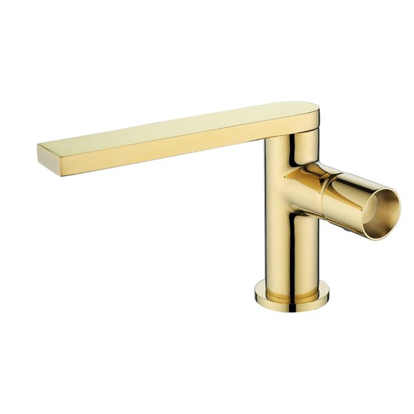 Luxury Single-Hole Basin Faucet Deck Mounted Gold Finished Brass Tap for Hot and Cold Water Supply Ceramic Valve Core