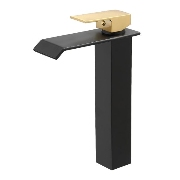 Luxury Single Lever Deck Mounted High Wash Faucet for Bathroom Black Brass Hot & Cold Water Basin Mixer Tap