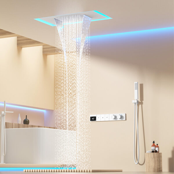 Luxury Temperature Control Digital Shower Set Bathroom Concealed Shower Set Ceiling Waterfall Shower System