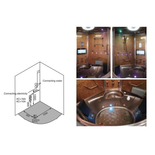 Bathtub Steam,Shower Bathtub Combo，shower room cabin with steam and FM salle de bain
