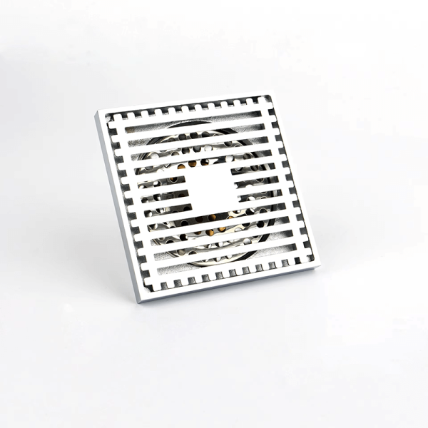 Hot Sale 4 Inch Square Bathroom Shower Brass Stripe Drain